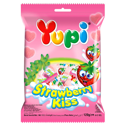Yupi Strawberry Kiss Jelly | 120g Pouch | Sweet Strawberry Flavor